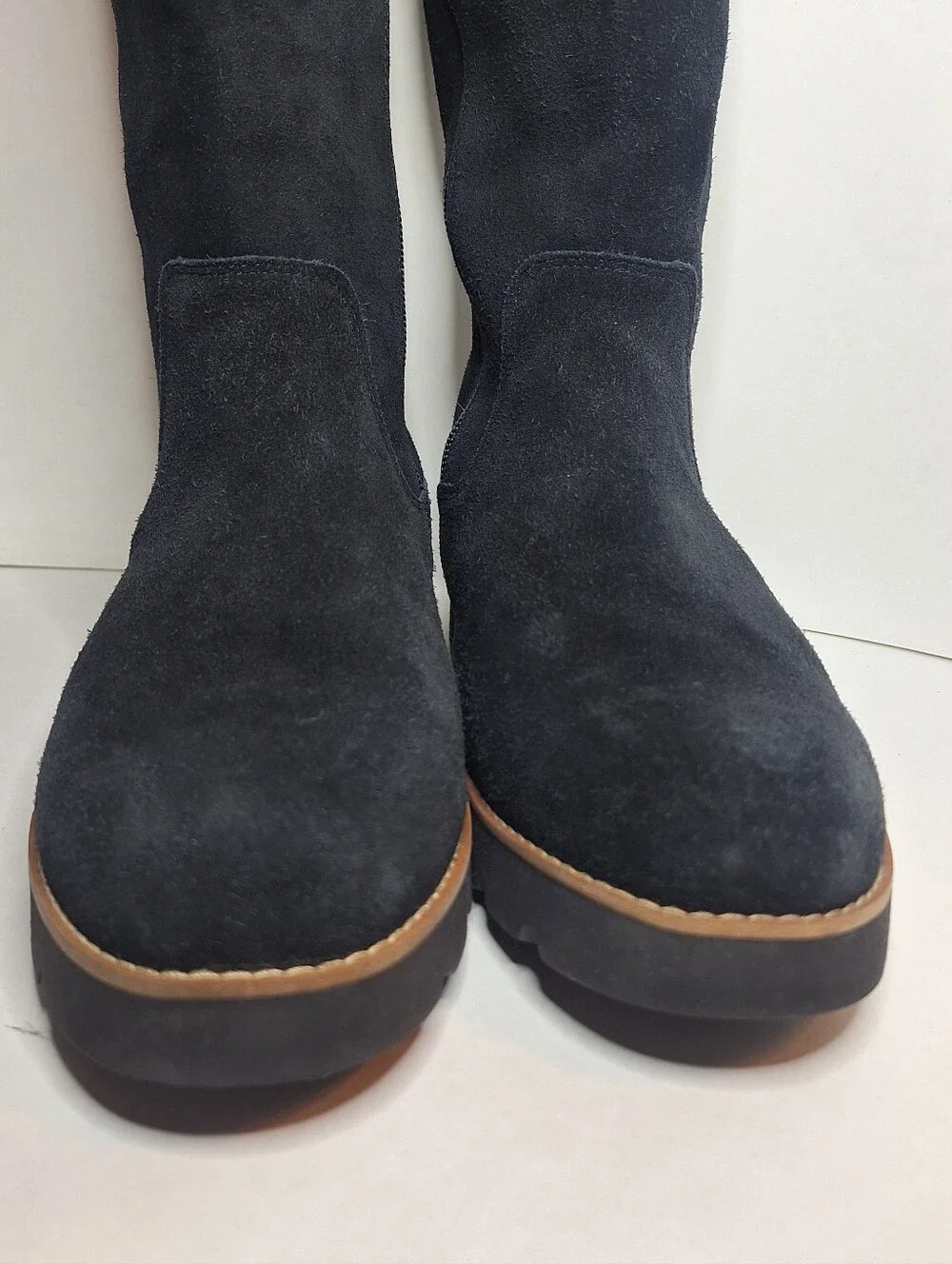 Vionic Gwen Boots Women's US 7 W  Black Suede Zipper Knee High Water Repellent